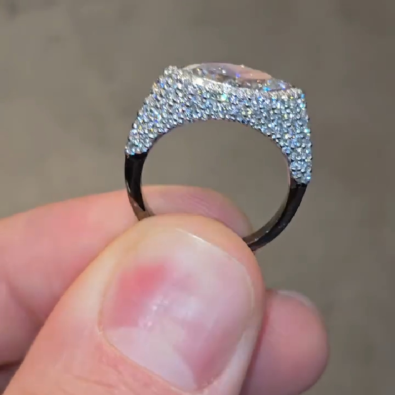 3.85ct Marquise Cut Vvs Moissanite Pave Engagement Ring Iced Out - Image 6