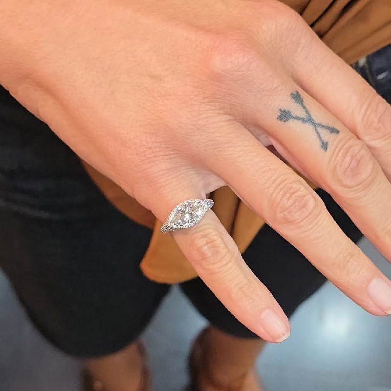 3.85ct Marquise Cut Vvs Moissanite Pave Engagement Ring Iced Out - Image 8