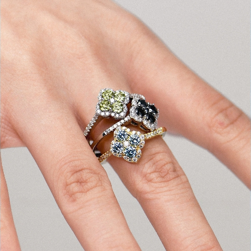 0.66ct.tw. Four Leaf Clover Engagement Ring Silver With Street Luxury Shine - Image 4