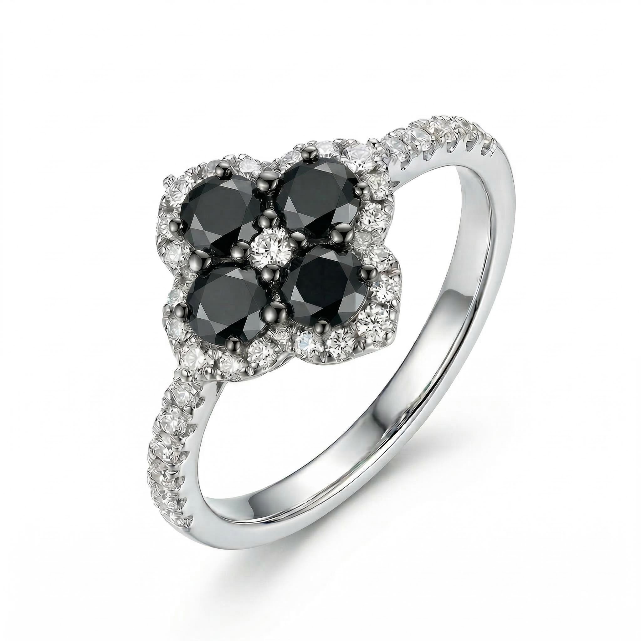 0.66ct.tw. Four Leaf Clover Engagement Ring Silver With Street Luxury Shine - Image 5