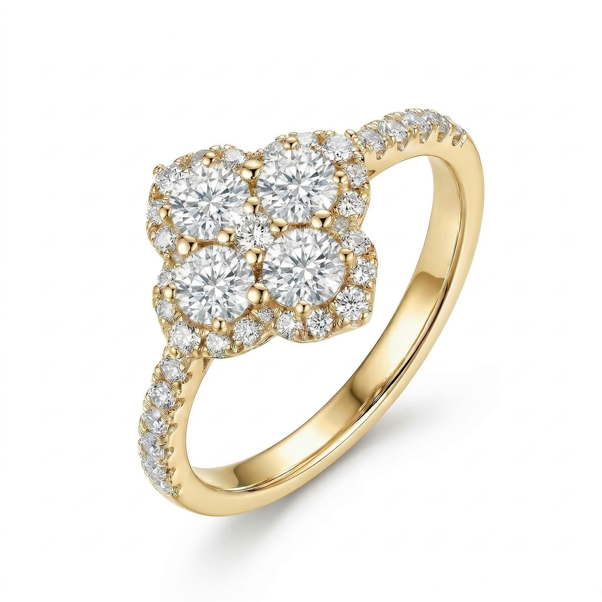0.66ct.tw. Four Leaf Clover Engagement Ring Silver With Street Luxury Shine - Image 7
