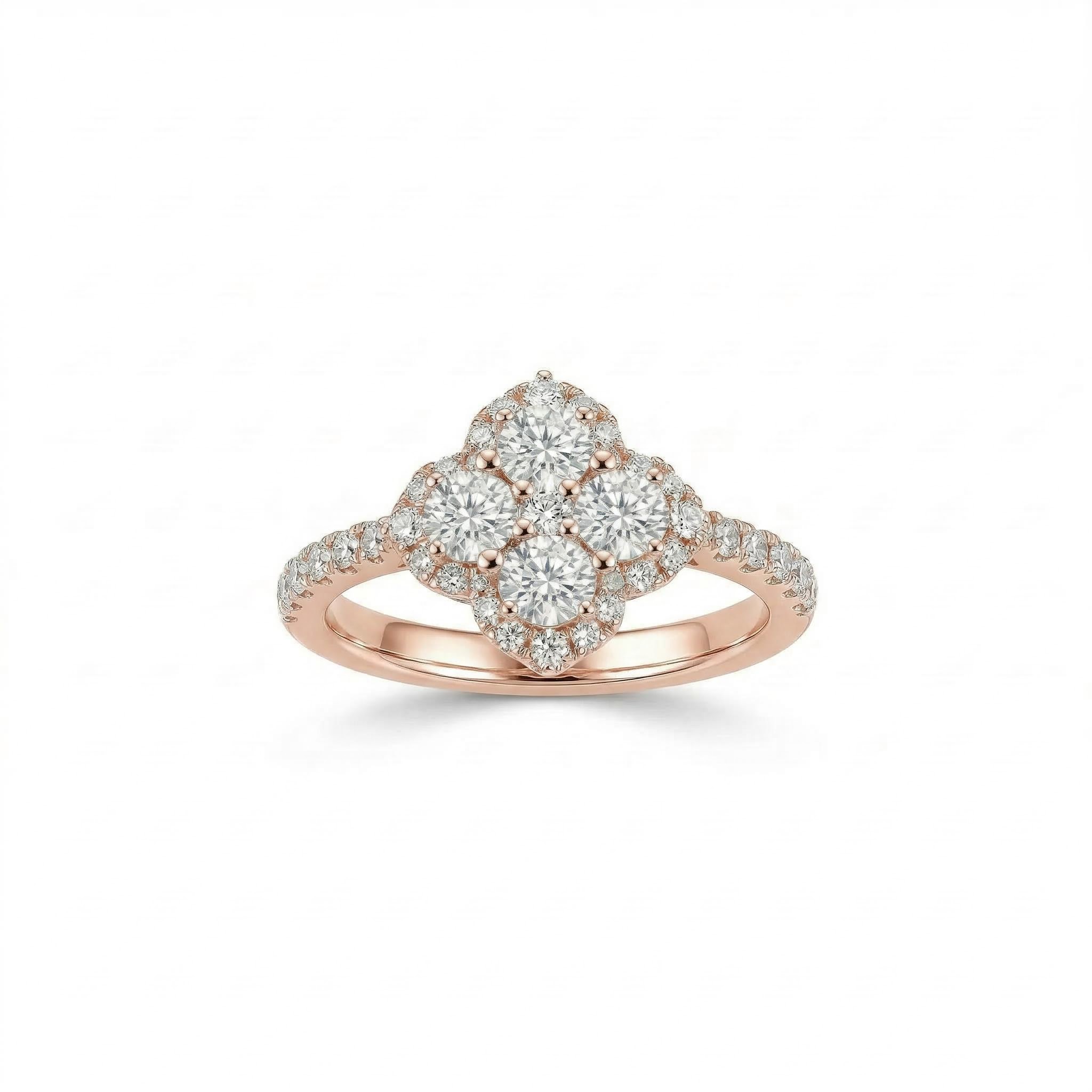 0.66ct.tw. Four Leaf Clover Engagement Ring Silver With Street Luxury Shine - Image 8