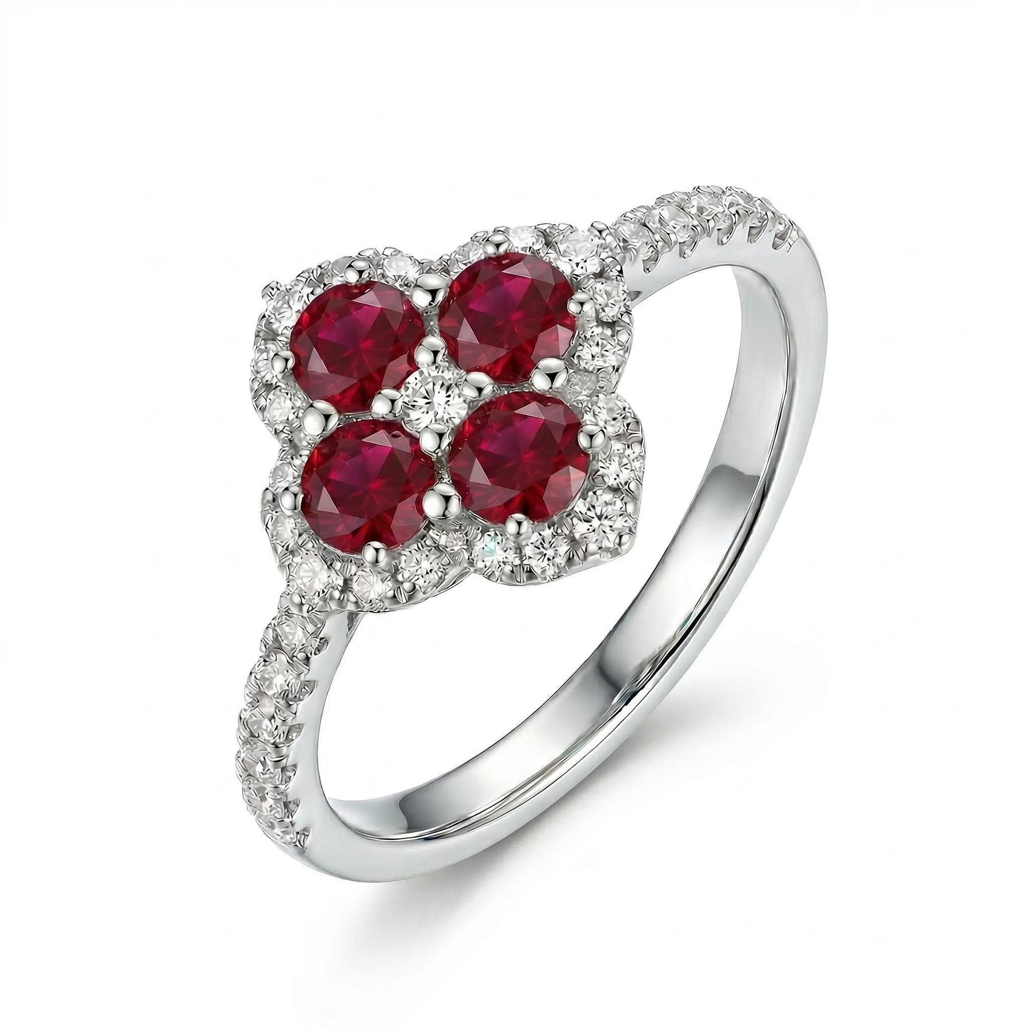 0.66ct.tw. Four Leaf Clover Engagement Ring Silver With Street Luxury Shine - Image 9