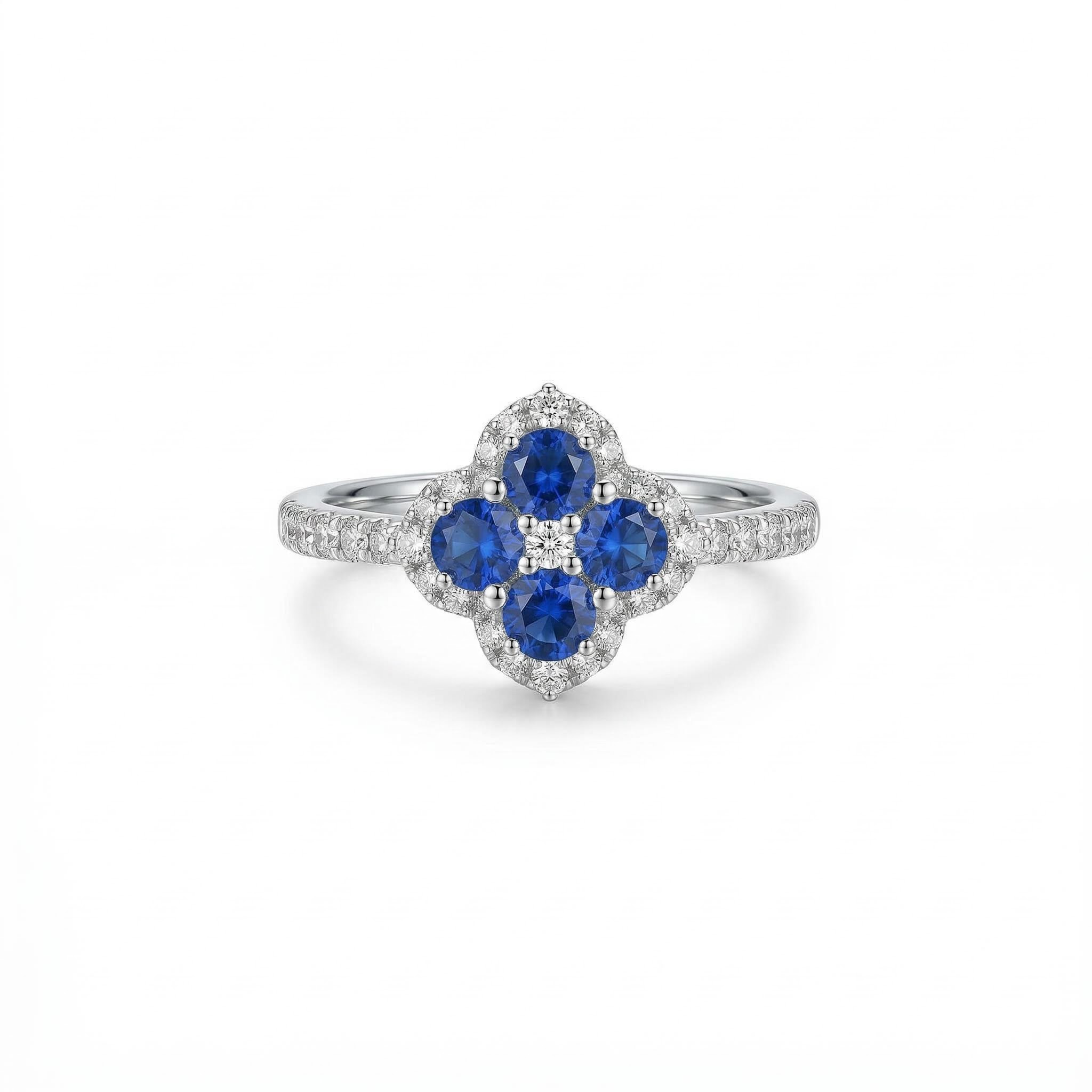 0.66ct.tw. Four Leaf Clover Engagement Ring Silver With Street Luxury Shine - Image 10