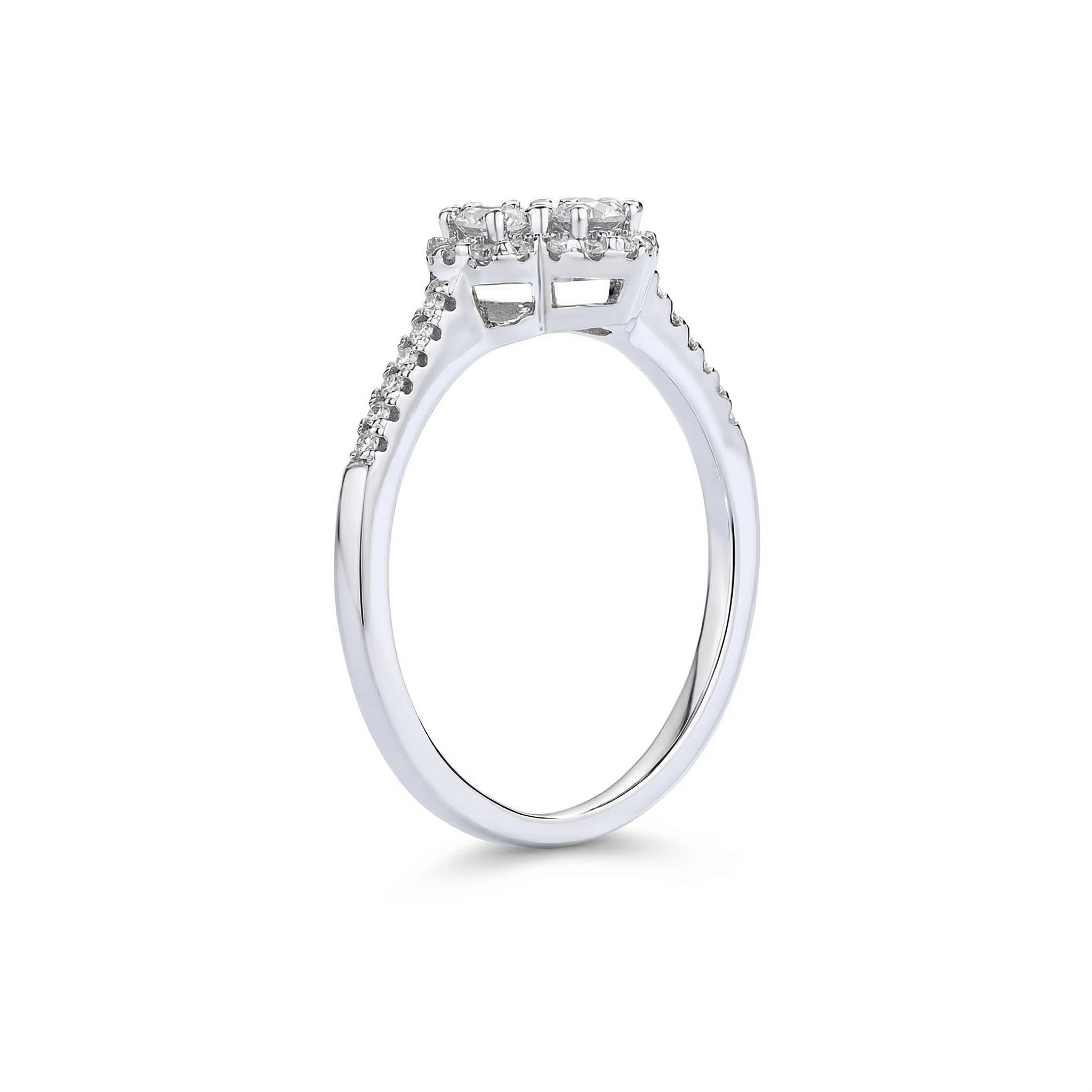 0.66ct.tw. Four Leaf Clover Engagement Ring Silver With Street Luxury Shine - Image 11