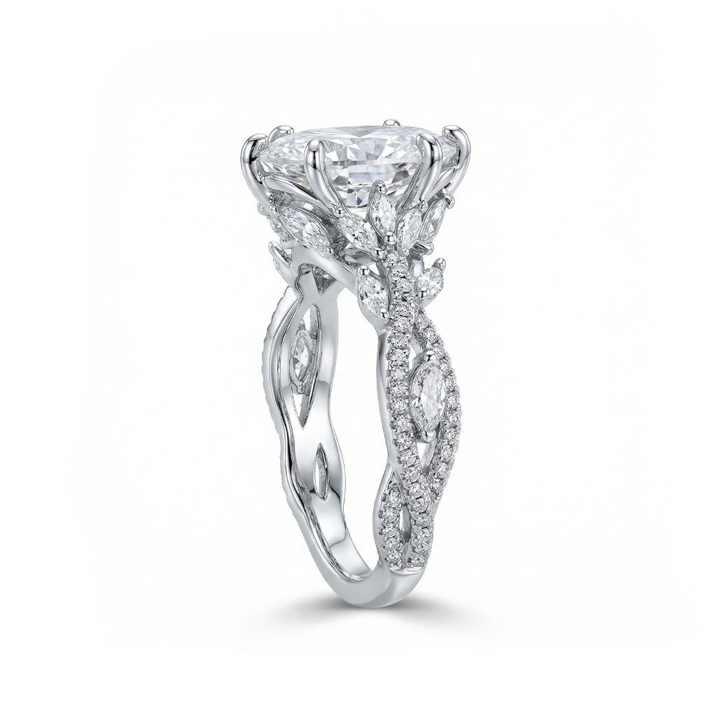2.94ct. Tw. Marquise Cut Vvs Moissanite Pave Engagement Ring Iced Out - Image 4