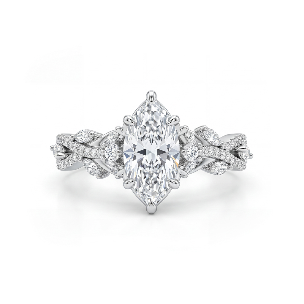 2.94ct. Tw. Marquise Cut Vvs Moissanite Pave Engagement Ring Iced Out - Image 8