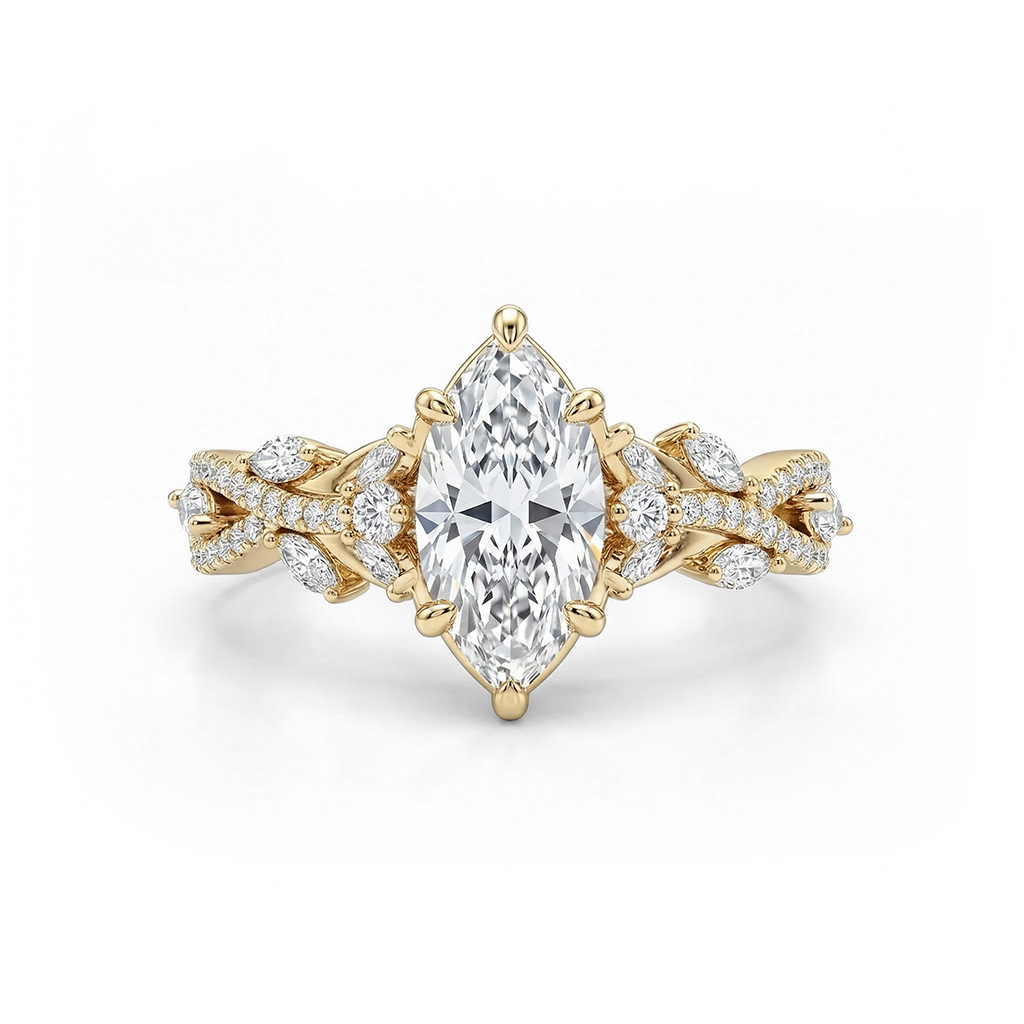 2.94ct. Tw. Marquise Cut Vvs Moissanite Pave Engagement Ring Iced Out