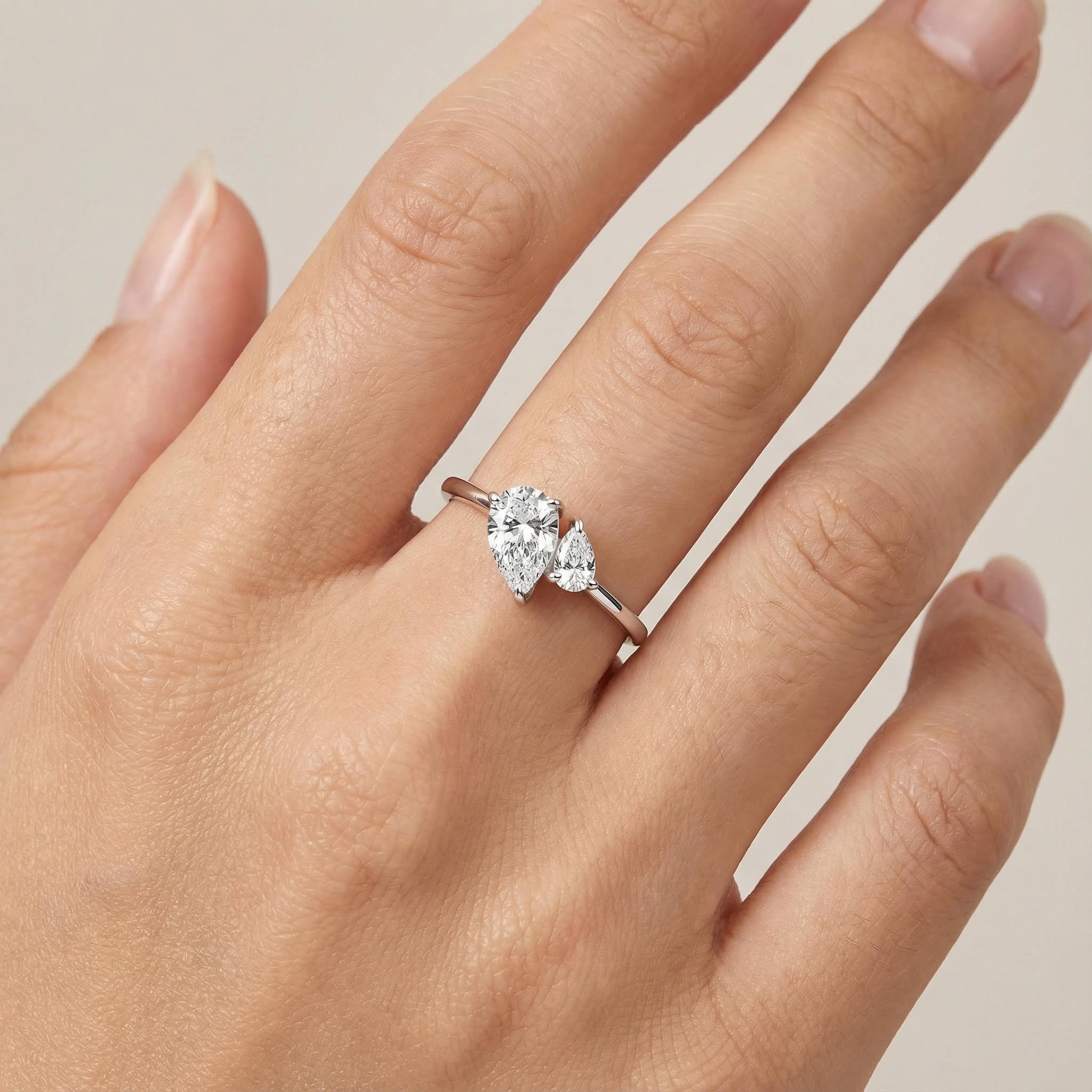 S925 Silver Double Pear Cut Engagement Ring With Street Luxury Shine - Image 4