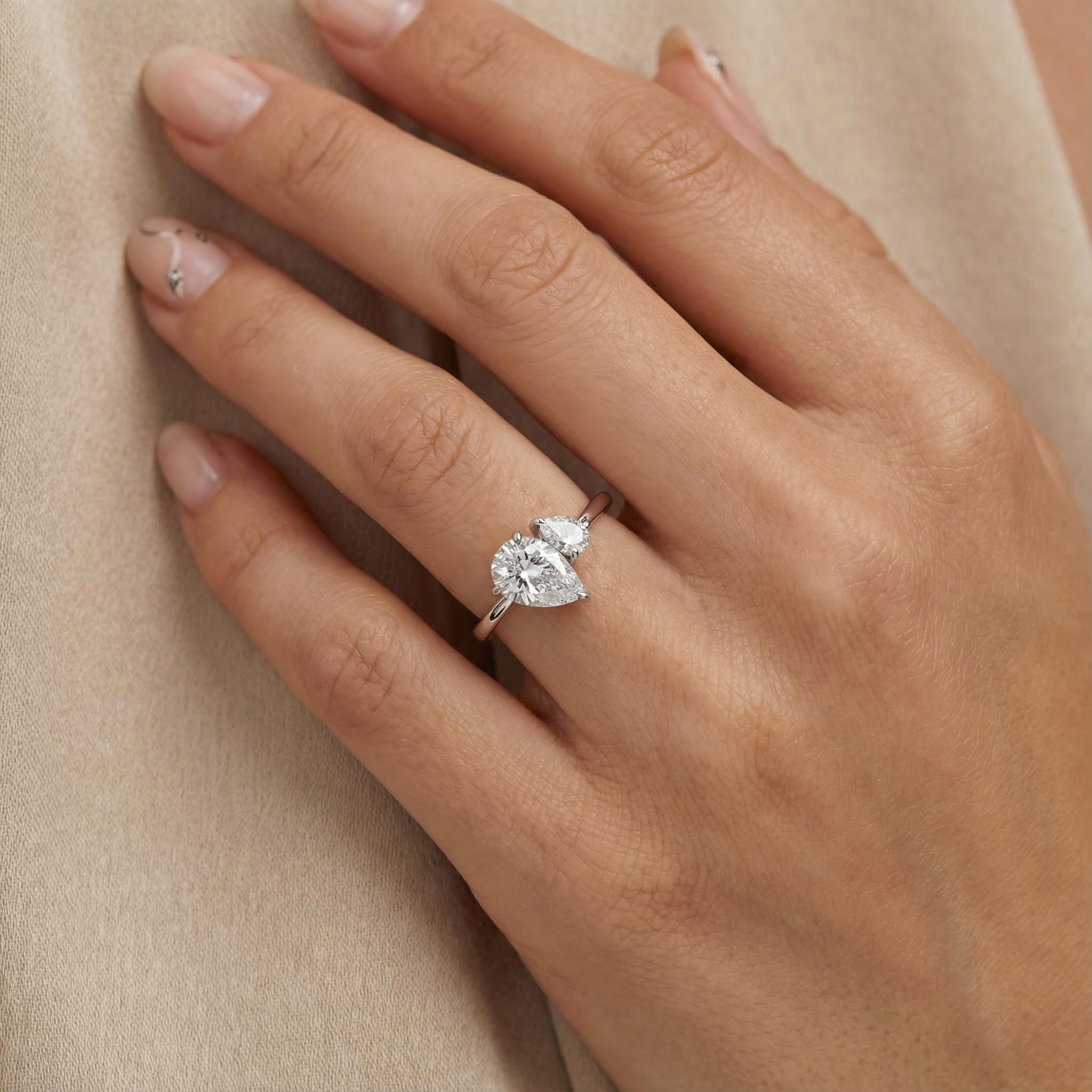 S925 Silver Double Pear Cut Engagement Ring With Street Luxury Shine - Image 5
