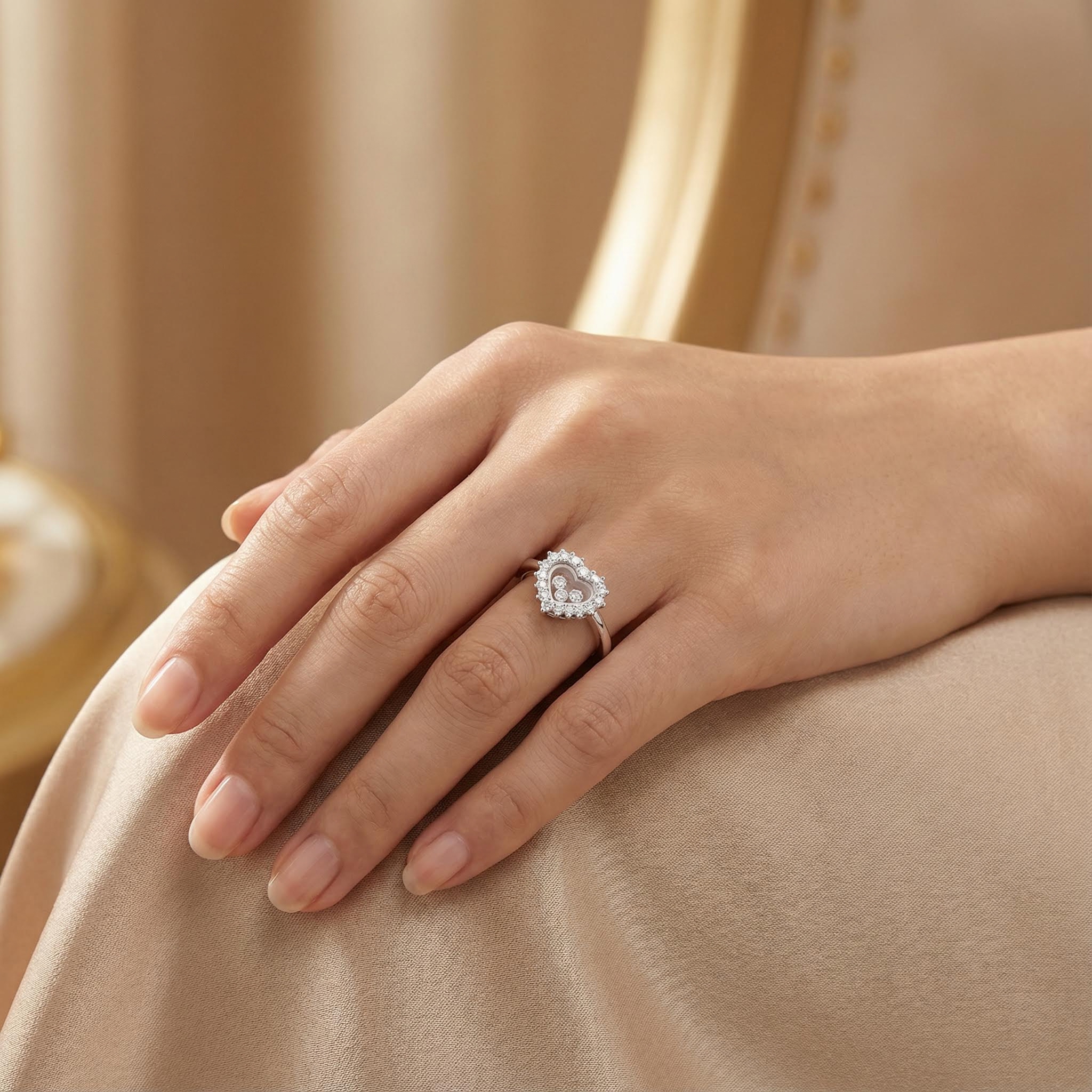 0.68ct. Tw. Heart Shaped Floating Diamonds Ring Moissanite - Image 3