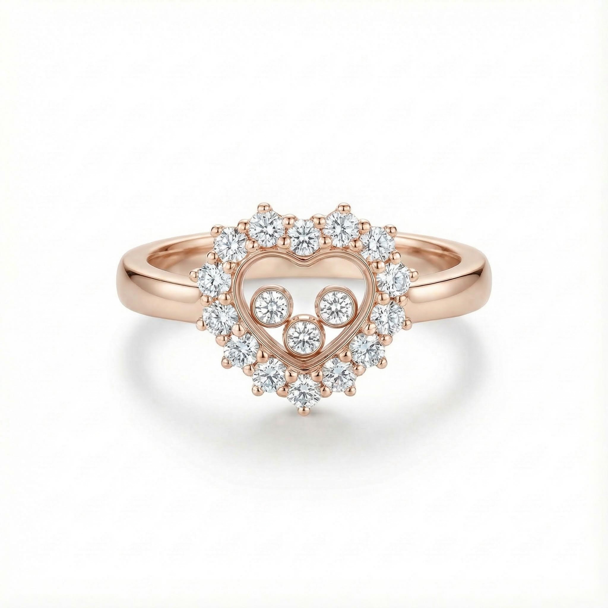 0.68ct. Tw. Heart Shaped Floating Diamonds Ring Moissanite - Image 5