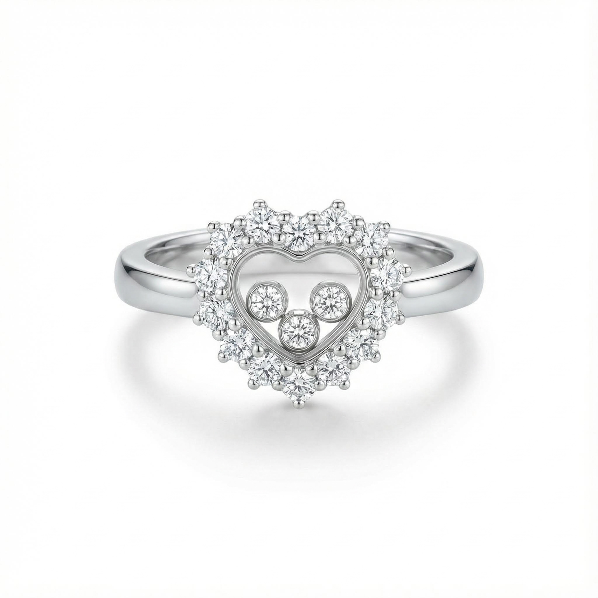 0.68ct. Tw. Heart Shaped Floating Diamonds Ring Moissanite