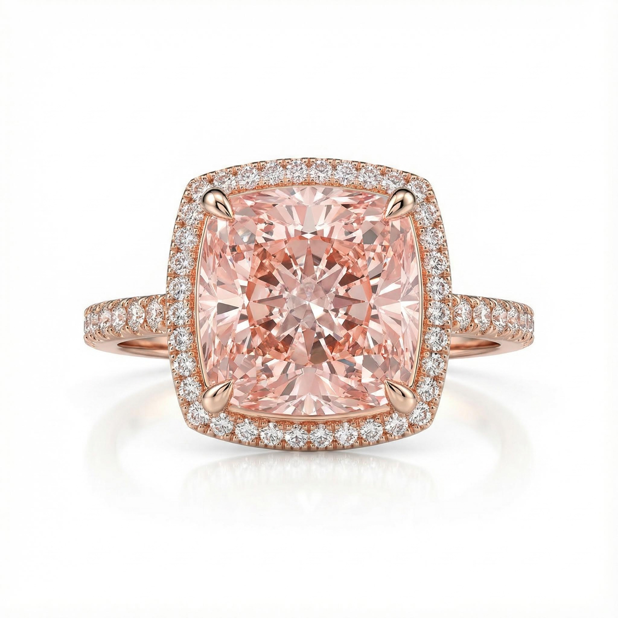 S925 Silver 5-carat Morgan Pink Cushion-cut Diamond Halo Engagement Ring In - Image 3