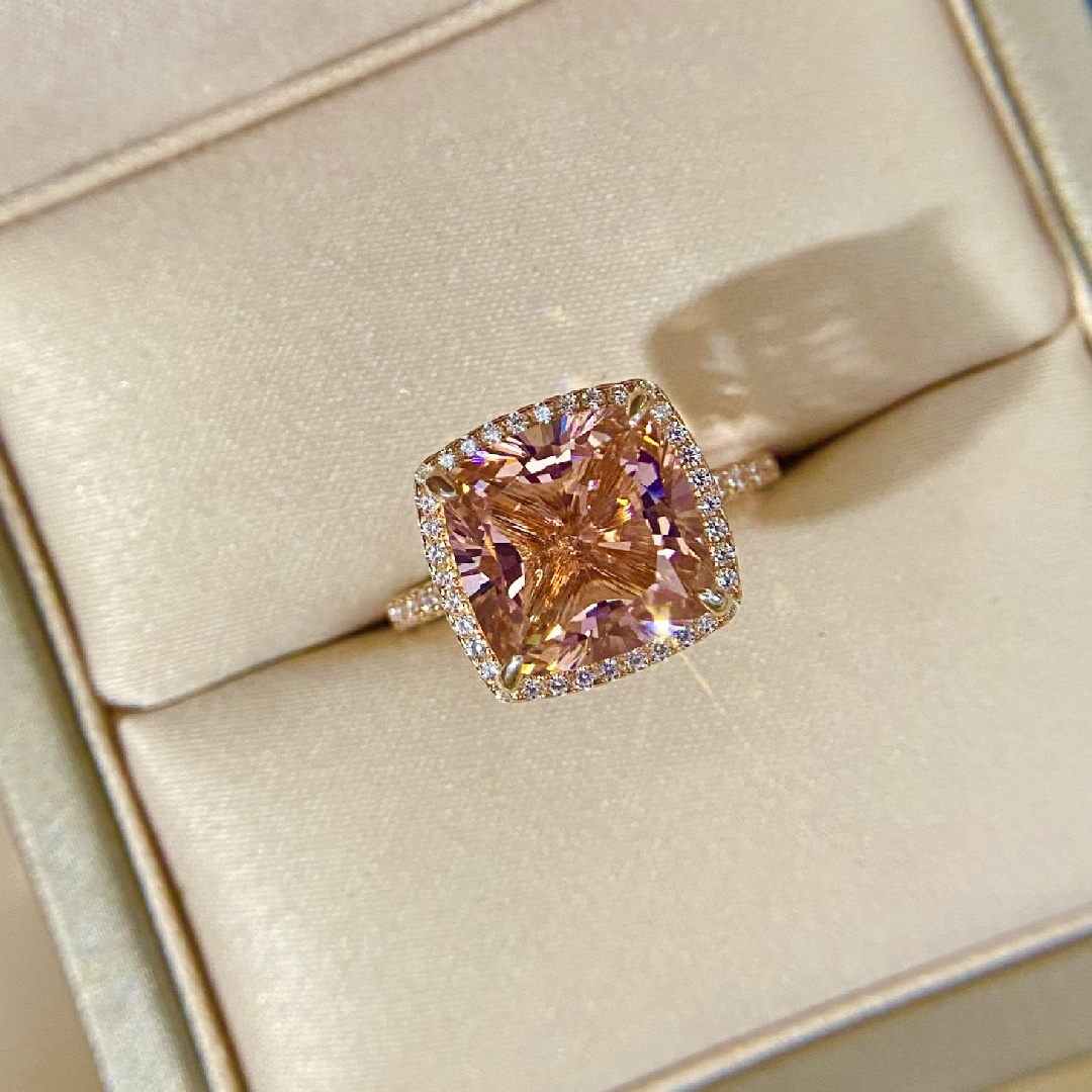 S925 Silver 5-carat Morgan Pink Cushion-cut Diamond Halo Engagement Ring In - Image 4