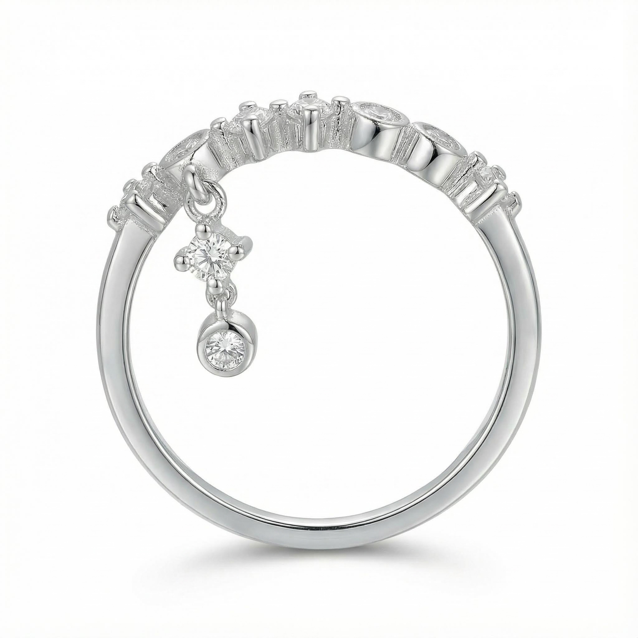 S925 Silver Shiny Round Pendant Ring For Women With Street Luxury Shine - Image 3