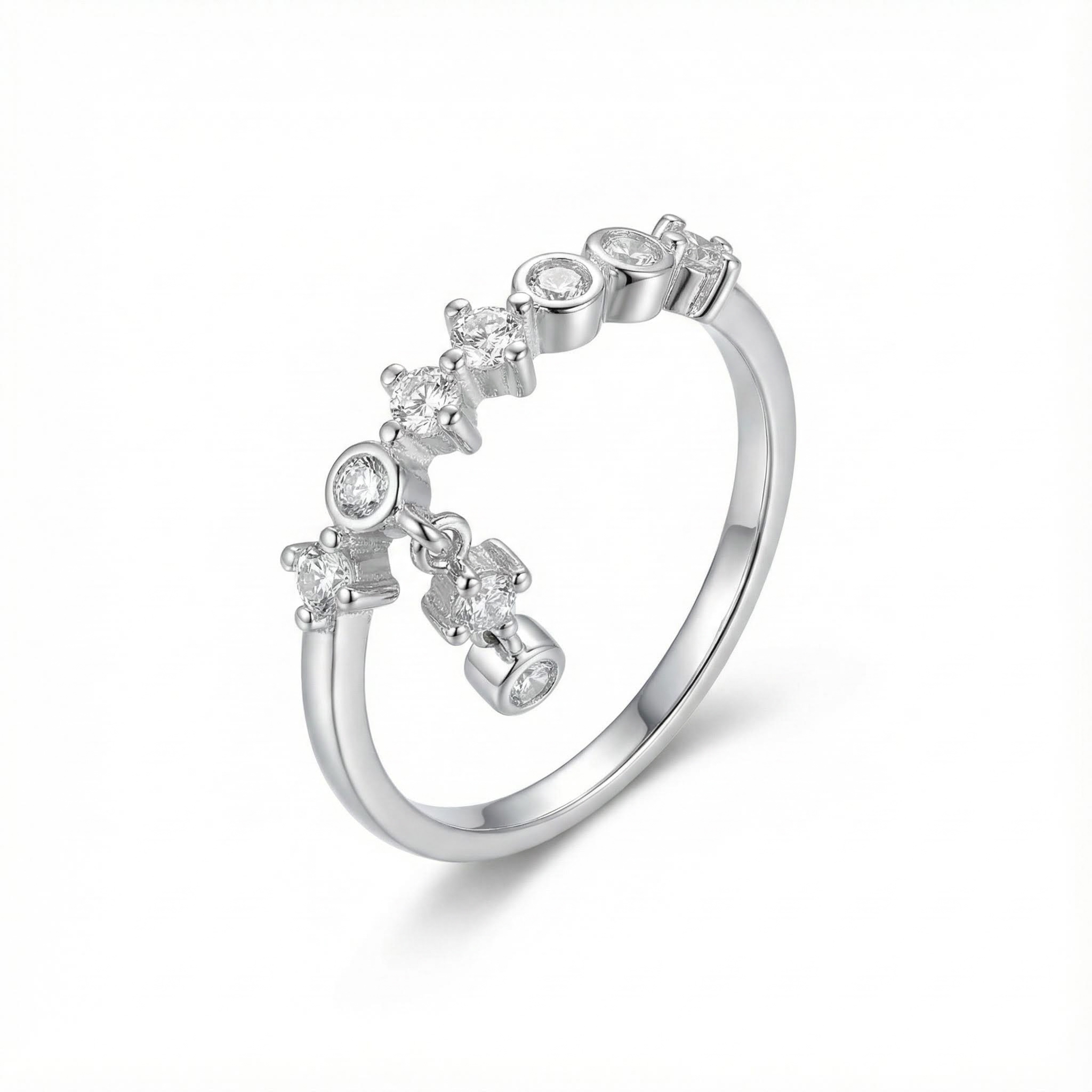 S925 Silver Shiny Round Pendant Ring For Women With Street Luxury Shine - Image 4