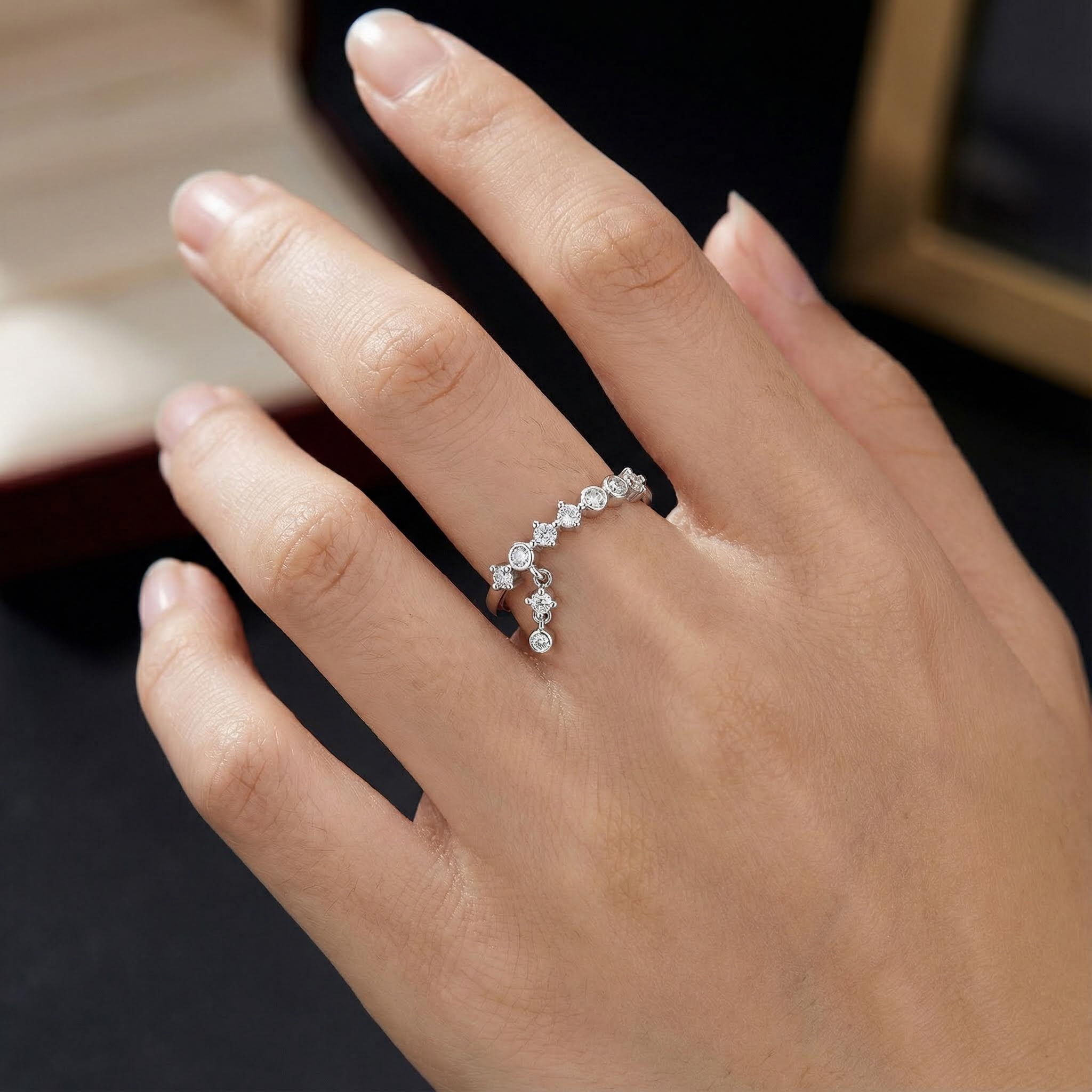 S925 Silver Shiny Round Pendant Ring For Women With Street Luxury Shine - Image 6
