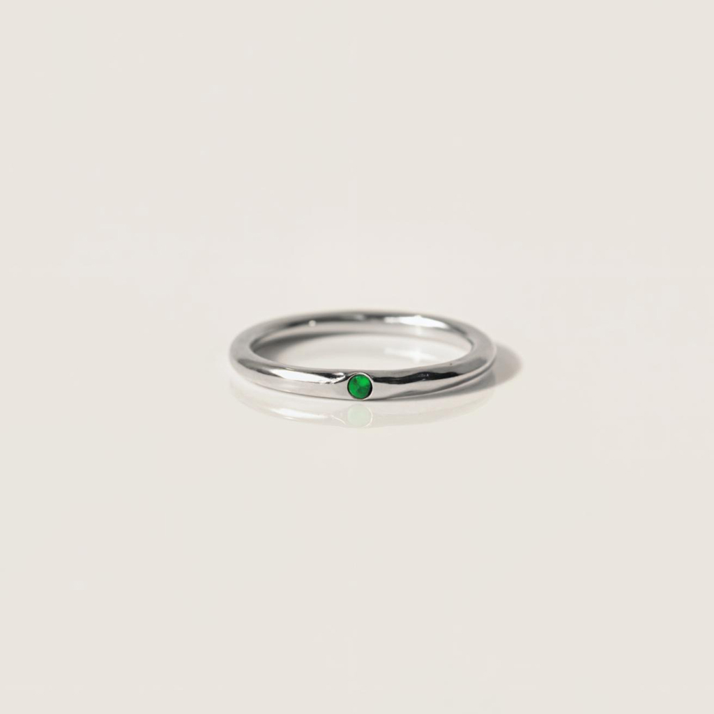 Personalized Birthstone Solitaire Ring Silver With Street Luxury Shine - Image 3