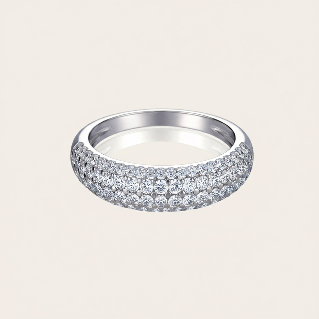Vvs Moissanite S925 Silver Round Cut Pave Wedding Band Iced Out - Image 4
