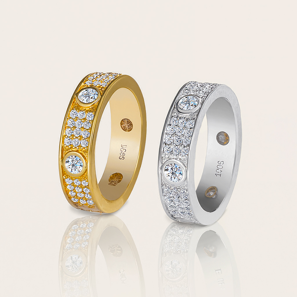 Vvs Moissanite S925 Silver Full Diamond Wedding Band Iced Out