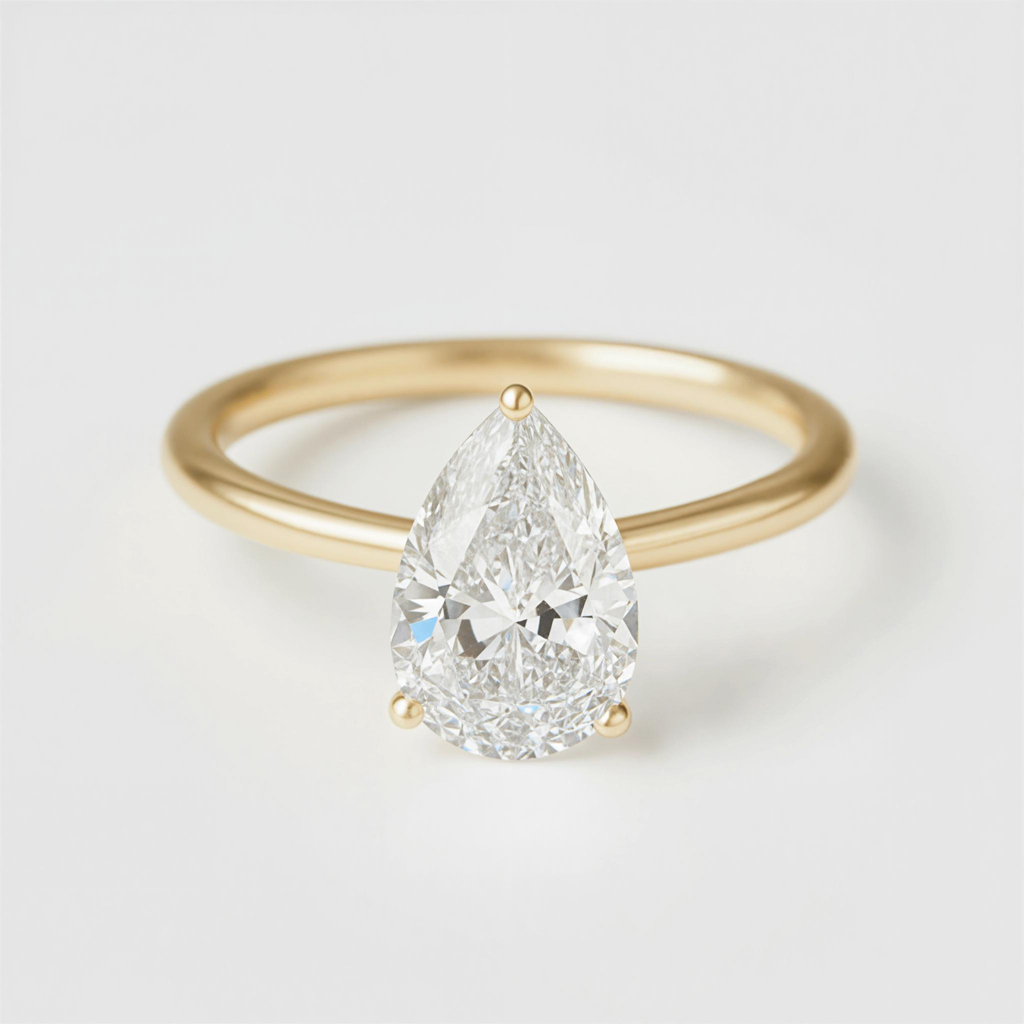 0.5-5ct Solitaire Pear Cut Vvs Moissanite Engagement Ring Iced Out