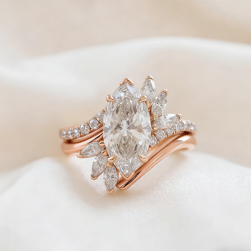 4.05ct. Tw. Marquise Cut Vvs Moissanite Engagement Ring Set Iced Out - Image 4