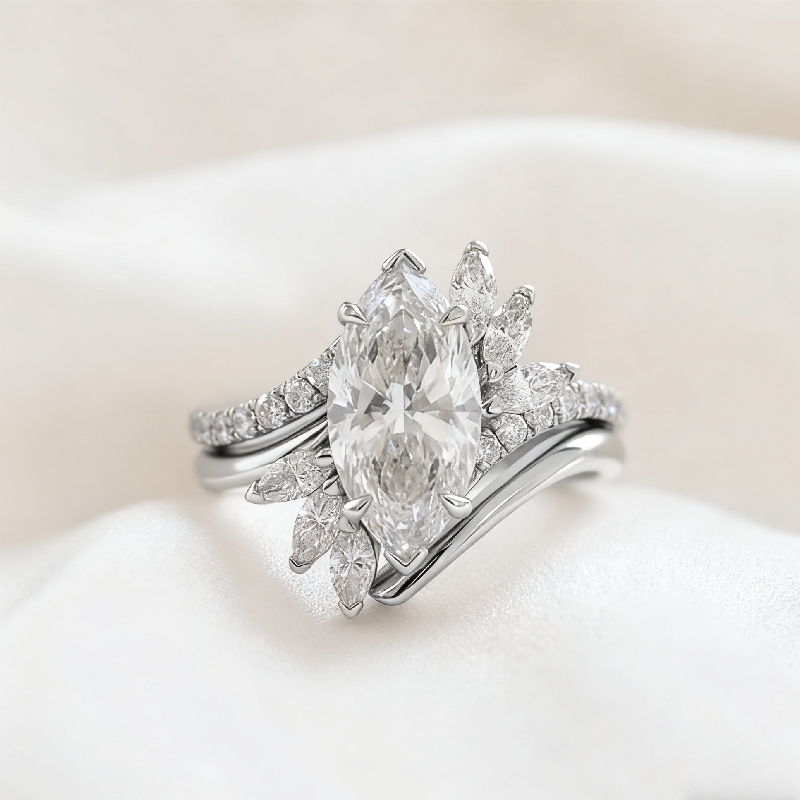4.05ct. Tw. Marquise Cut Vvs Moissanite Engagement Ring Set Iced Out - Image 5