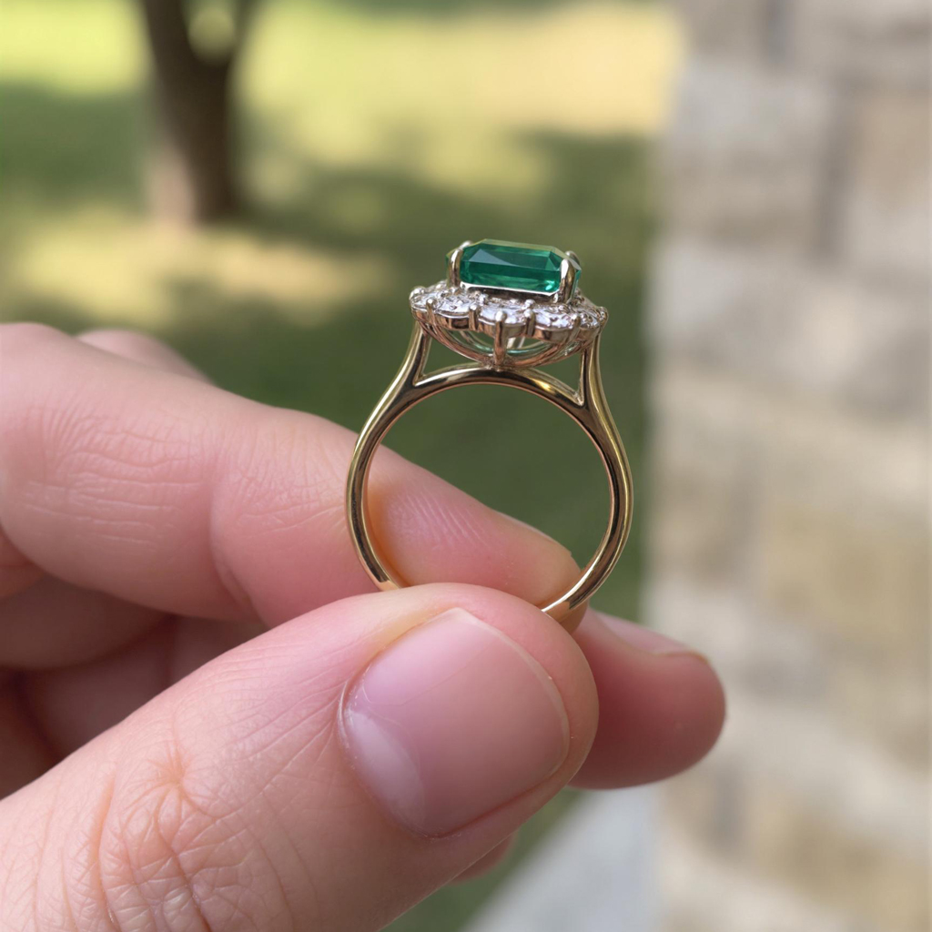 S925 Silver Emerald Diamond Halo Engagement Ring With Iced Out Shine - Image 6