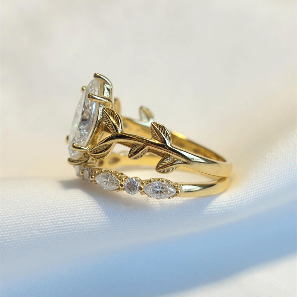 3.6ct Marquise Cut Vvs Moissanite Vintage Engagement Ring Set Iced Out - Image 5