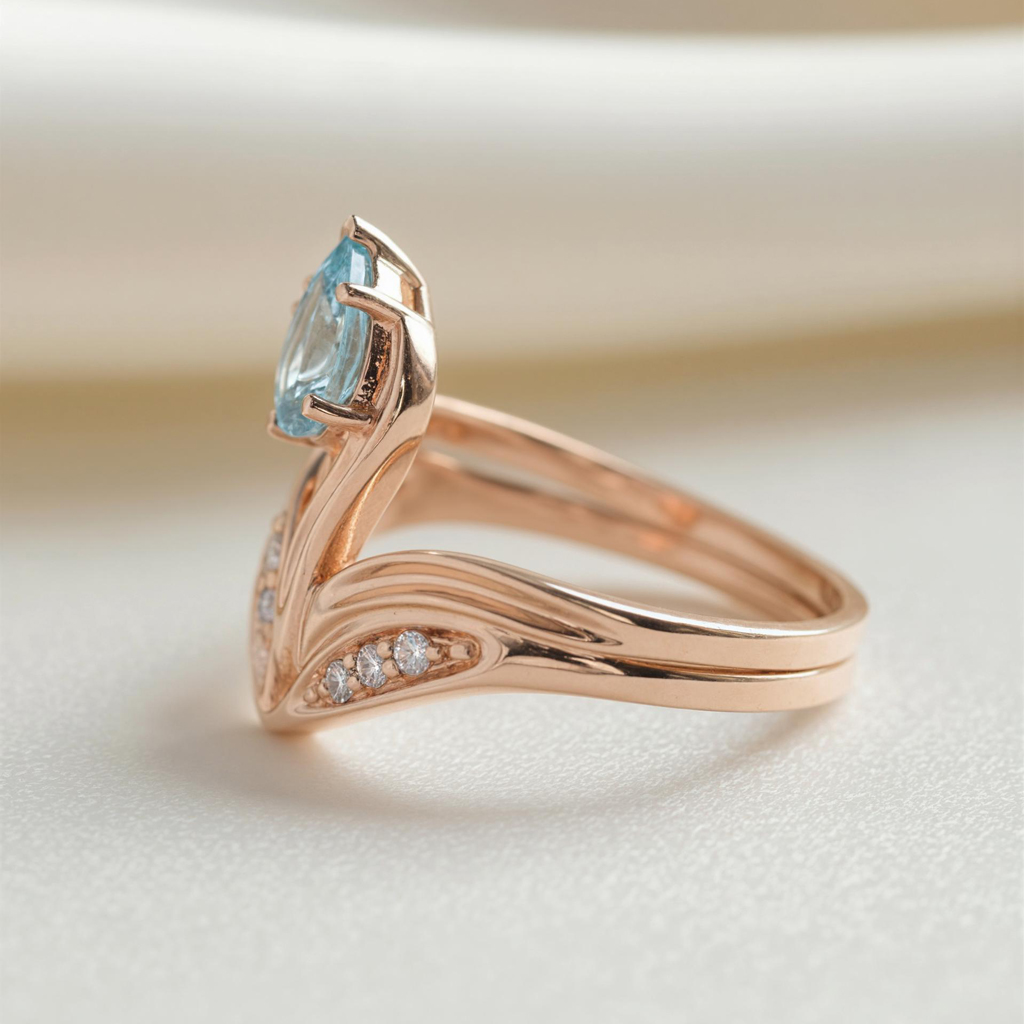 Blue Pear Diamond Flower Ring Iced Out Shine With Street Luxury - Image 6