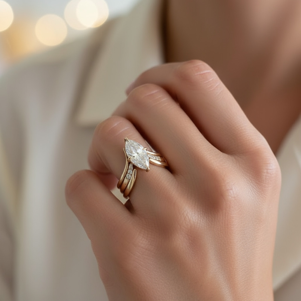 3.07ct. Tw. Marquise Cut Vvs Moissanite Engagement Ring Set Iced Out - Image 3