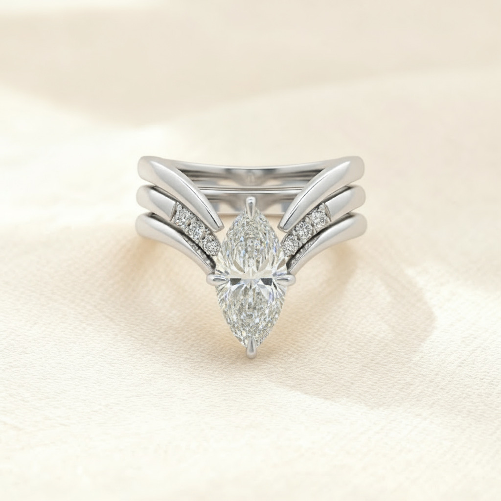 3.07ct. Tw. Marquise Cut Vvs Moissanite Engagement Ring Set Iced Out - Image 6
