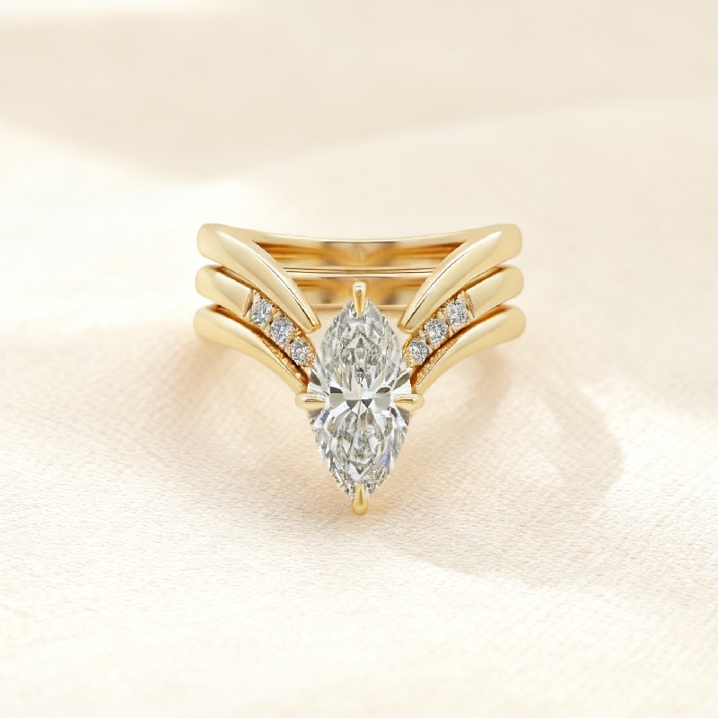 3.07ct. Tw. Marquise Cut Vvs Moissanite Engagement Ring Set Iced Out