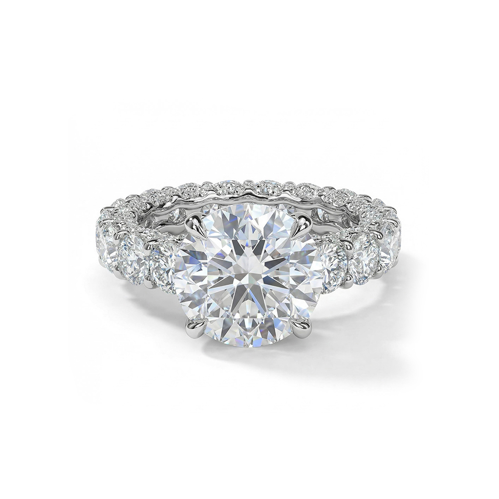 9.5ct. Tw. Round Cut Vvs Moissanite Pave Engagement Ring Iced Out - Image 4