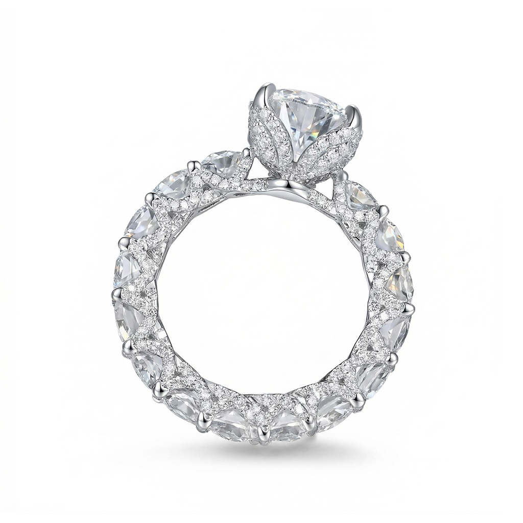 9.5ct. Tw. Round Cut Vvs Moissanite Pave Engagement Ring Iced Out - Image 5