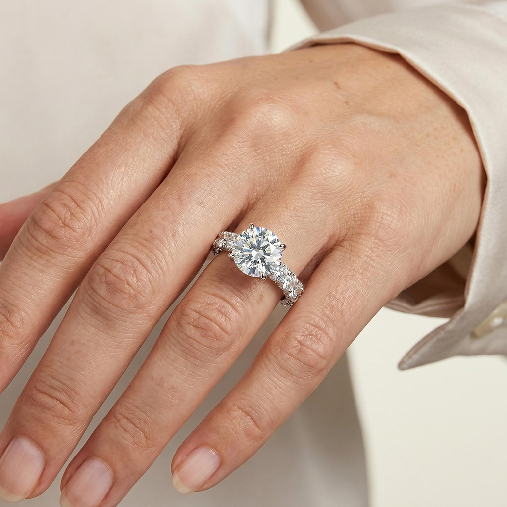 9.5ct. Tw. Round Cut Vvs Moissanite Pave Engagement Ring Iced Out - Image 6