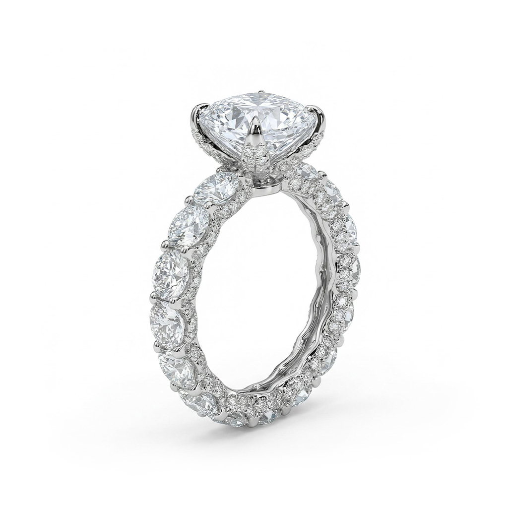 9.5ct. Tw. Round Cut Vvs Moissanite Pave Engagement Ring Iced Out