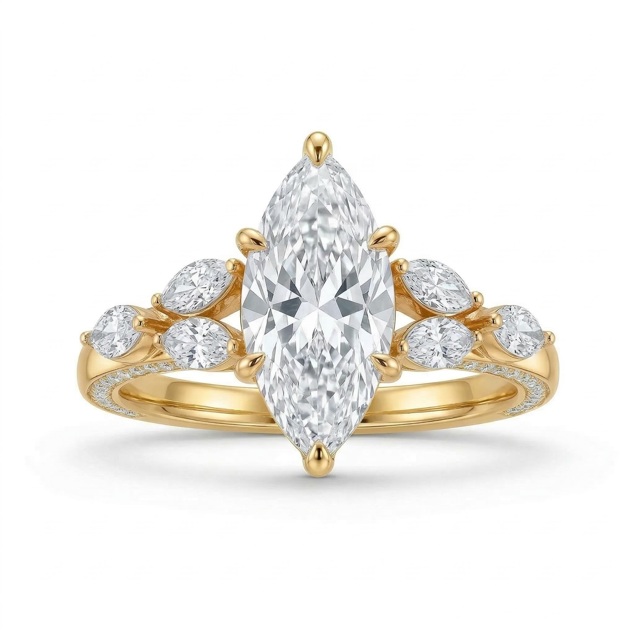 3.81ct. Tw. Marquise Cut Vvs Moissanite Vintage Engagement Ring Iced Out - Image 3