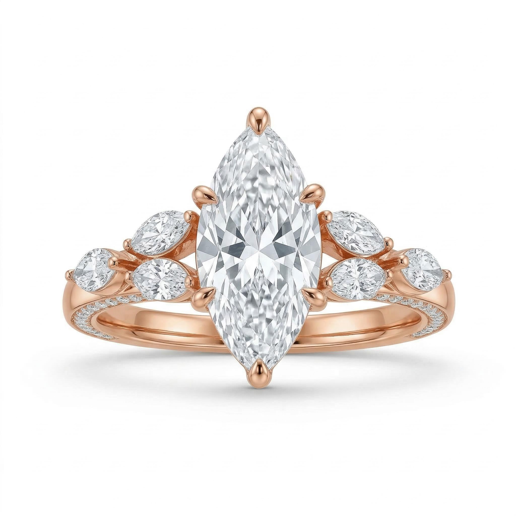 3.81ct. Tw. Marquise Cut Vvs Moissanite Vintage Engagement Ring Iced Out - Image 6