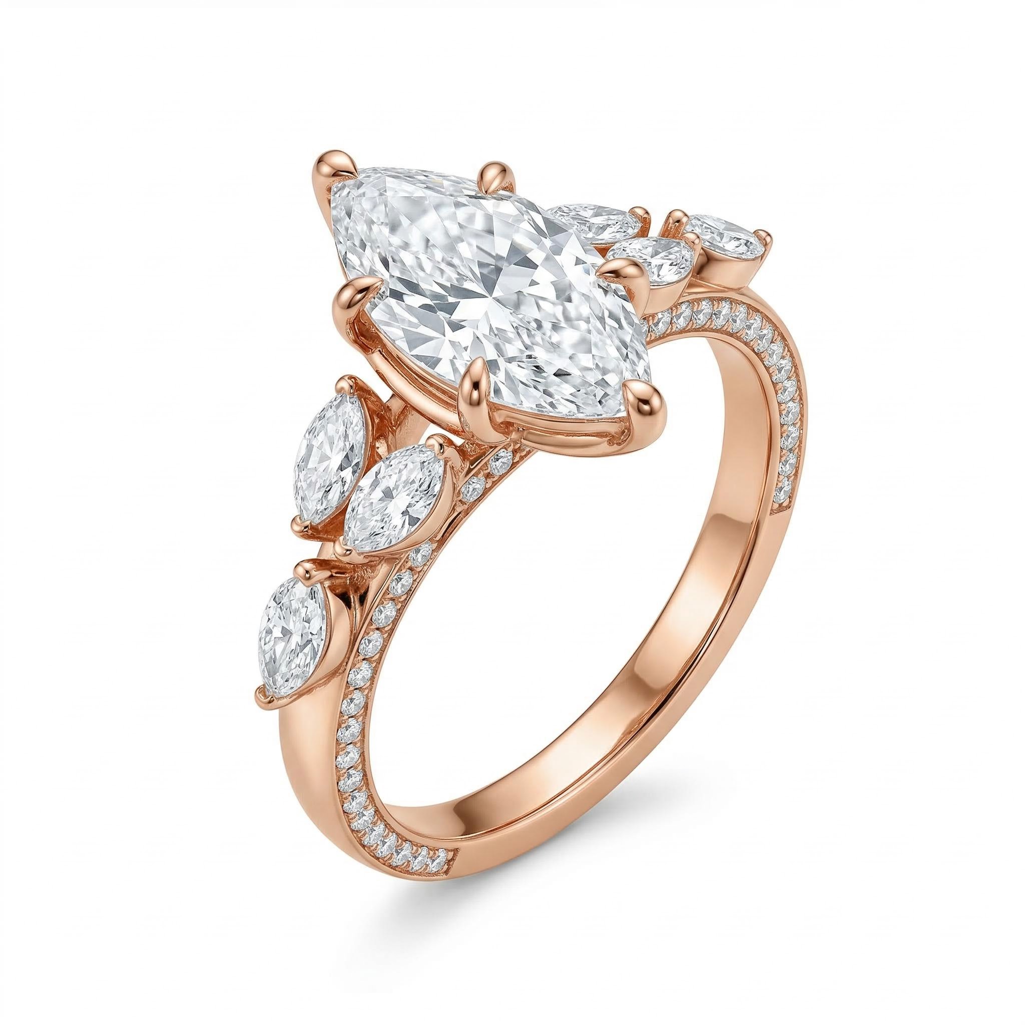 3.81ct. Tw. Marquise Cut Vvs Moissanite Vintage Engagement Ring Iced Out - Image 7
