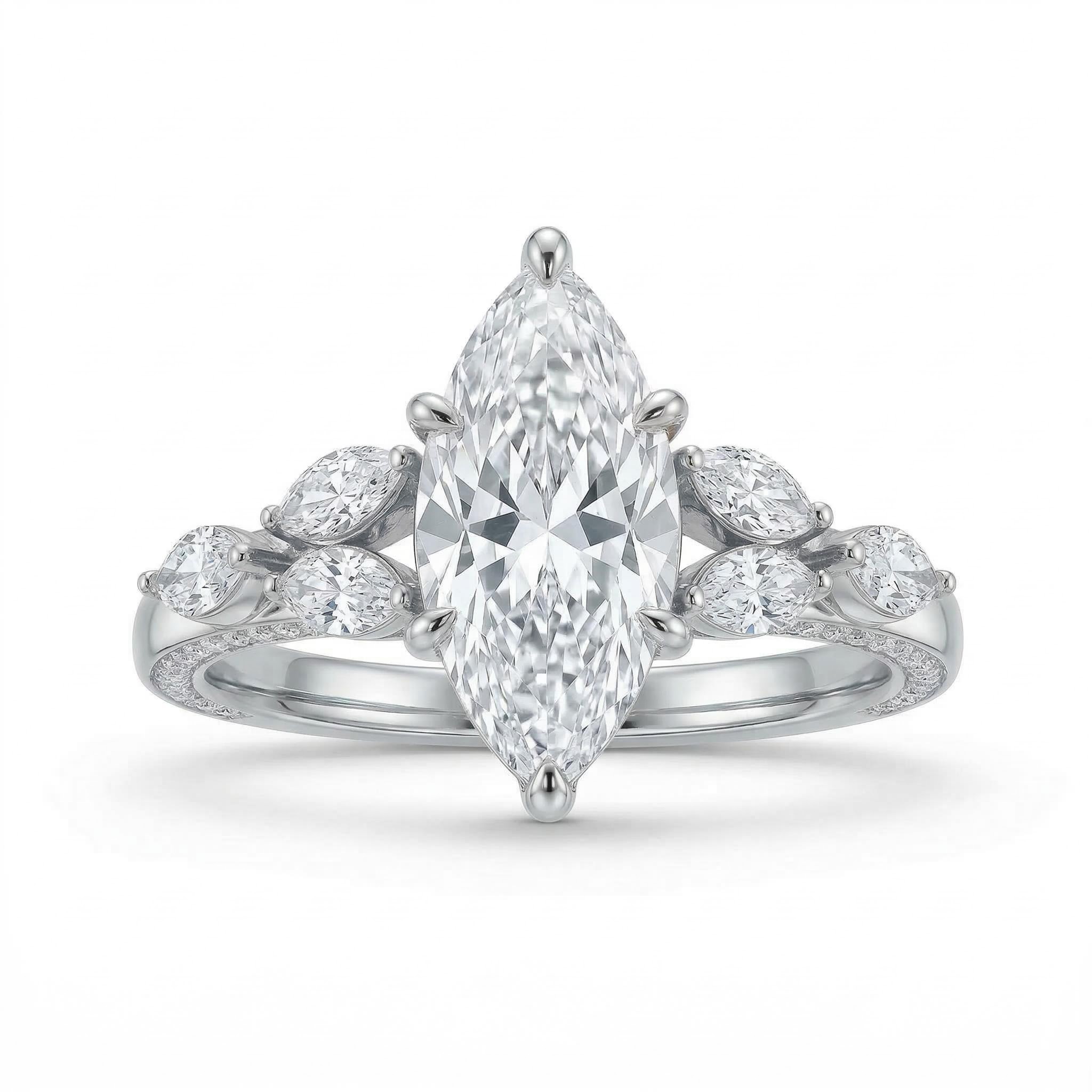 3.81ct. Tw. Marquise Cut Vvs Moissanite Vintage Engagement Ring Iced Out - Image 8