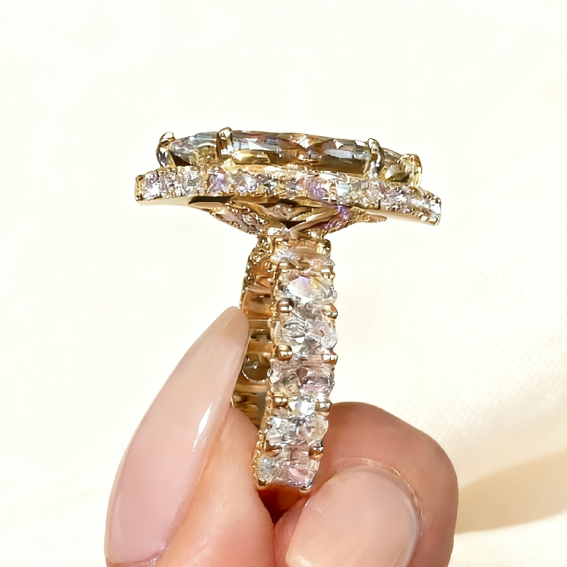 7.66ct Marquise Cut Vvs Moissanite Pave Engagement Ring Iced Out - Image 5