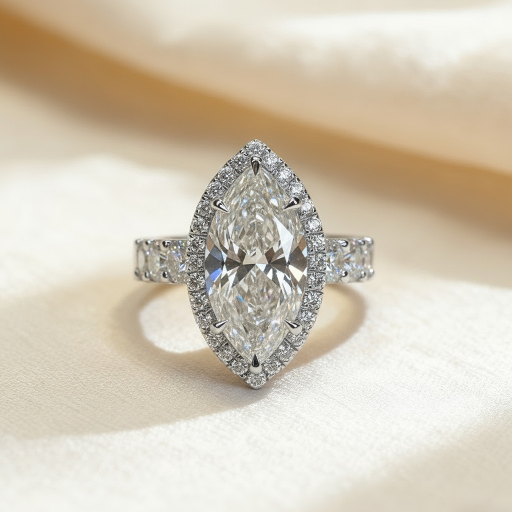 7.66ct Marquise Cut Vvs Moissanite Pave Engagement Ring Iced Out - Image 7