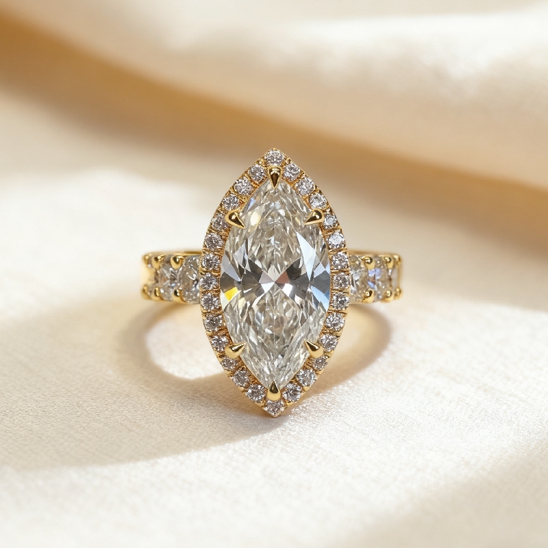 7.66ct Marquise Cut Vvs Moissanite Pave Engagement Ring Iced Out