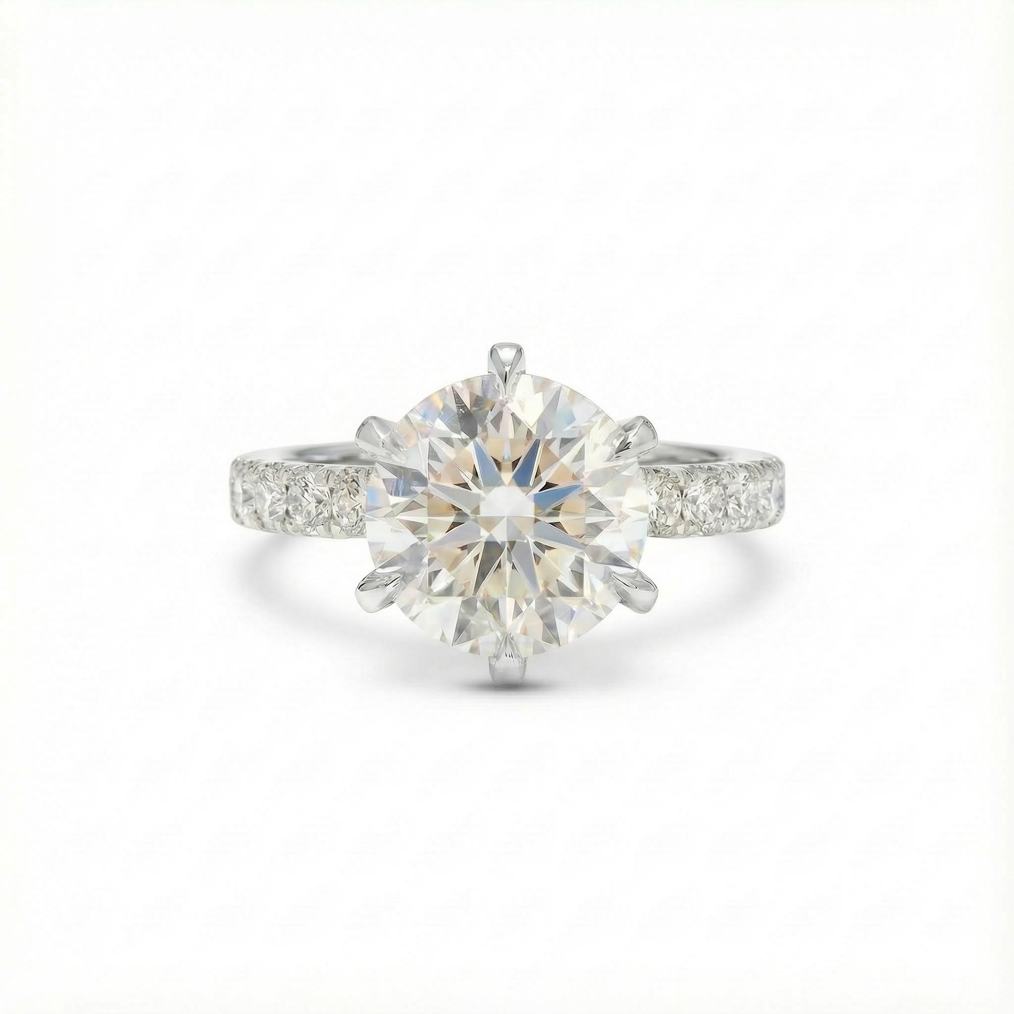 3.44ct.tw. Round Cut Vvs Moissanite Pave Engagement Ring Iced Out - Image 4