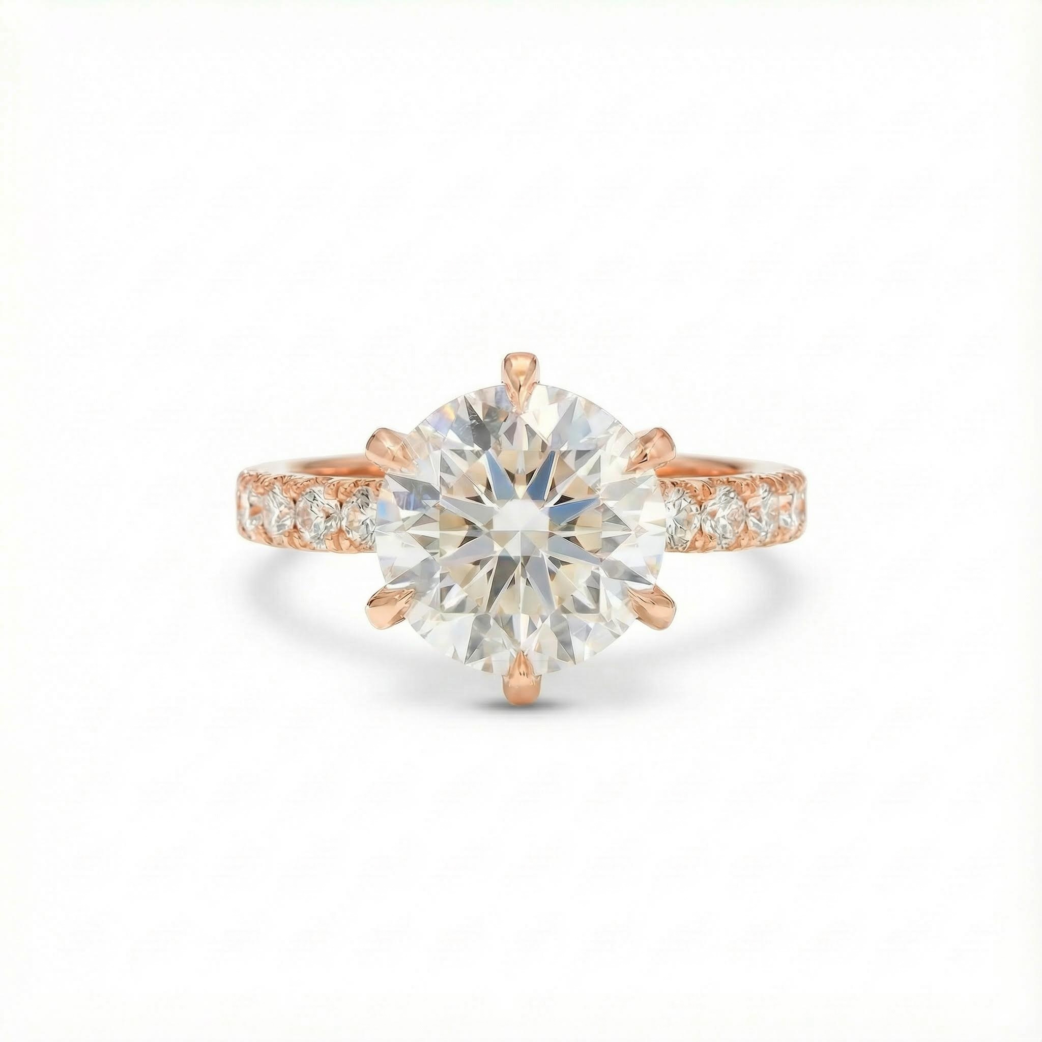 3.44ct.tw. Round Cut Vvs Moissanite Pave Engagement Ring Iced Out - Image 5