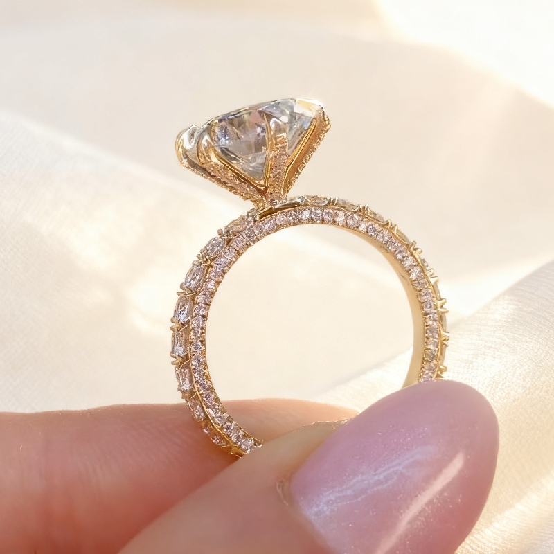 3.44ct.tw. Round Cut Vvs Moissanite Pave Engagement Ring Iced Out - Image 6