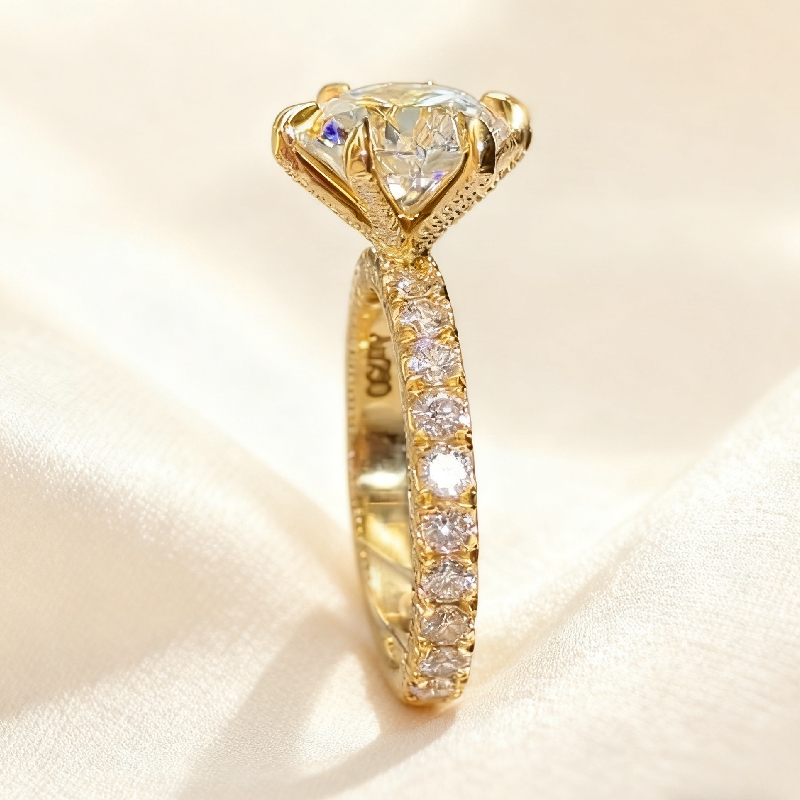3.44ct.tw. Round Cut Vvs Moissanite Pave Engagement Ring Iced Out - Image 7