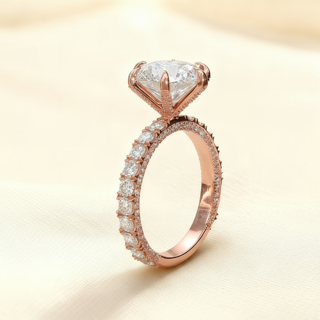 3.44ct.tw. Round Cut Vvs Moissanite Pave Engagement Ring Iced Out - Image 9